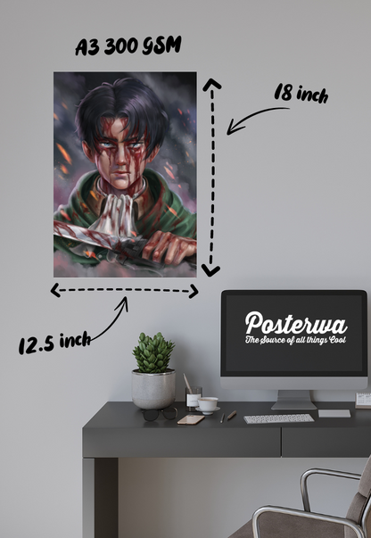 “Attack on Titan:  Levi's Resolve | Levi Ackerman | Anime Poster