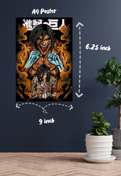 Attack on Titan: Eren with Titan | Eren Yeager | Anime Poster