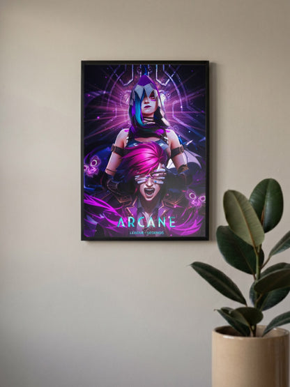 Arcane Jinx Vi Combo Anime Poster