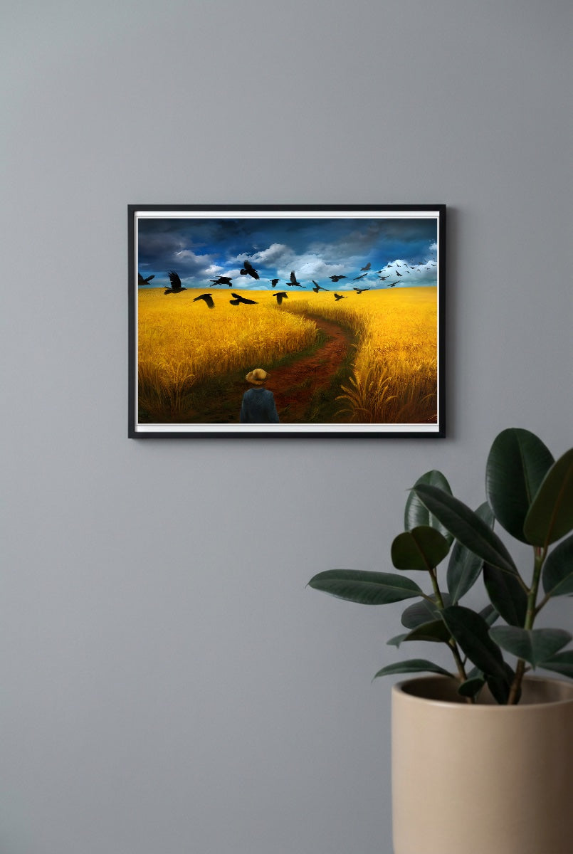 Wheatfield With Crows Vintage Poster