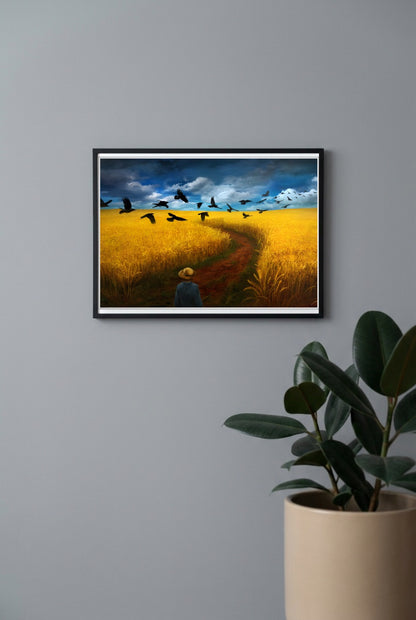 Wheatfield With Crows Vintage Poster