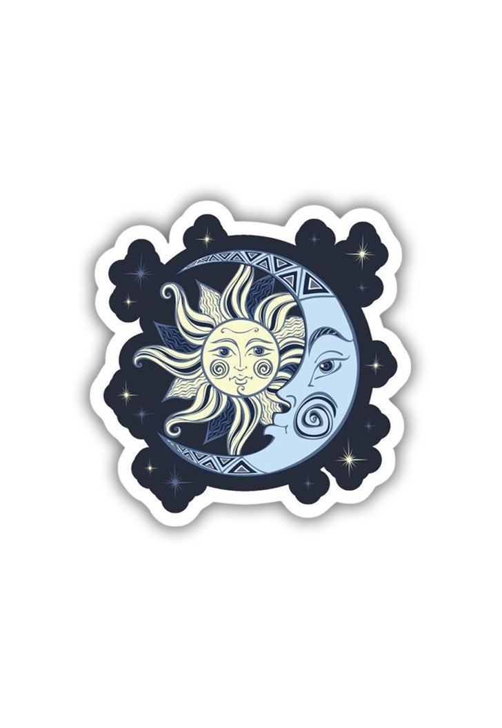 Vintage Sun and Moon Sloar Eclipse Sticker