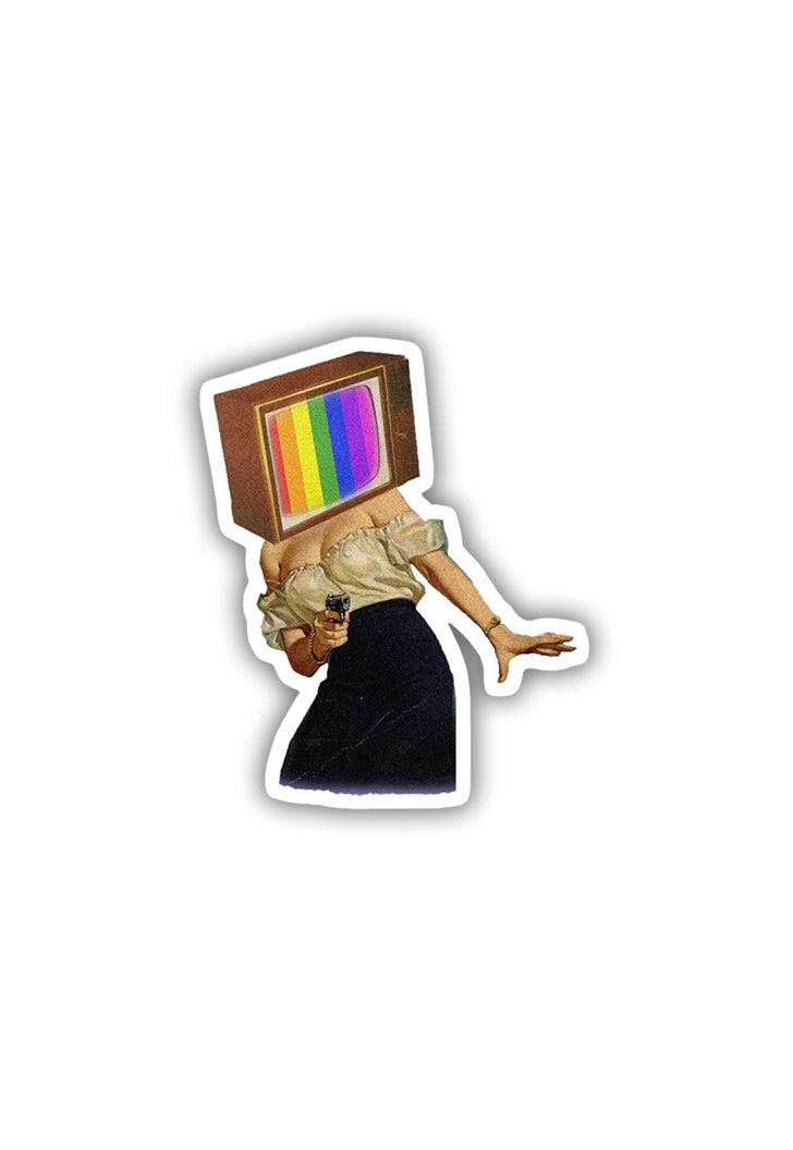 Rainbow static Vintage Collage Sticker