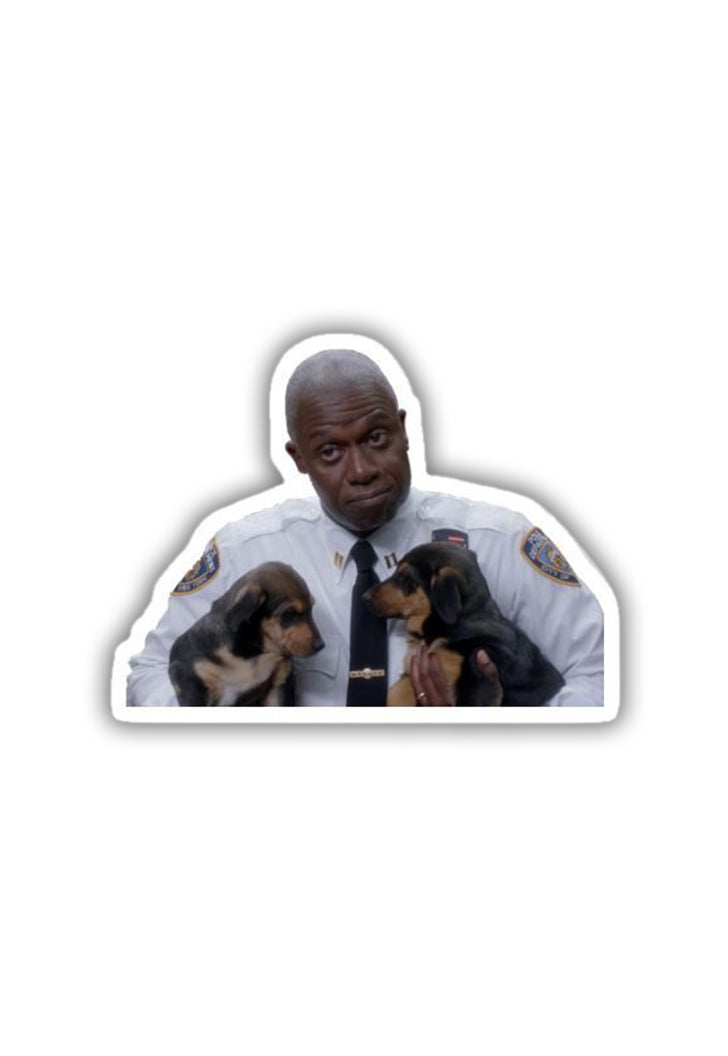 Captain Holt with puppies Sticker