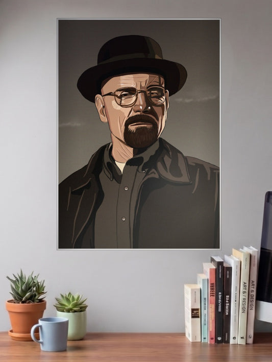 Walter White Heisenberg GTA Webseries Poster shown in A3 size on a wall above a study desk