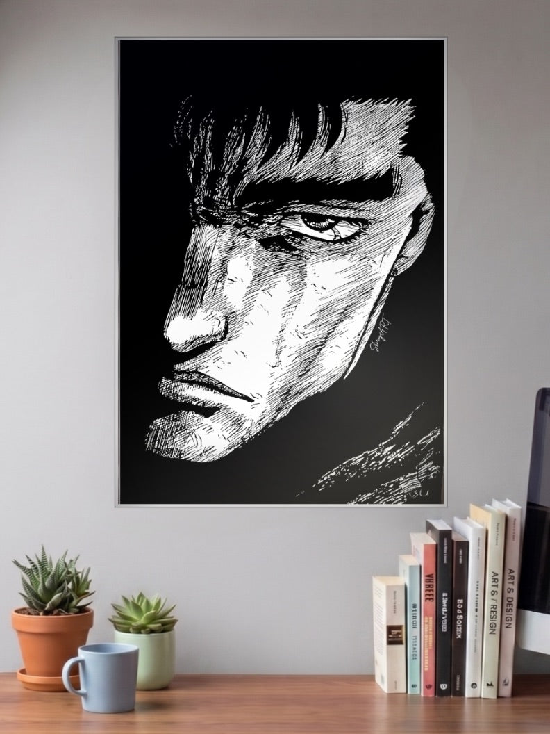 Guts Berserk Ink Anime Poster
