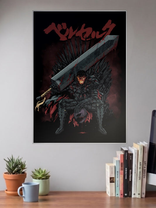 Guts Dragon Slayer Anime Poster shown in A3 size on a wall above a study desk