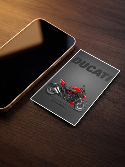 Italian Fury Ducati Diavel Bikes Poster as a pocket poster, sized to fit behind a phone case