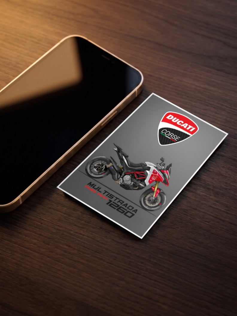 Desmo Dream Ducati Corse 1260 Bikes Poster as a pocket poster, sized to fit behind a phone case