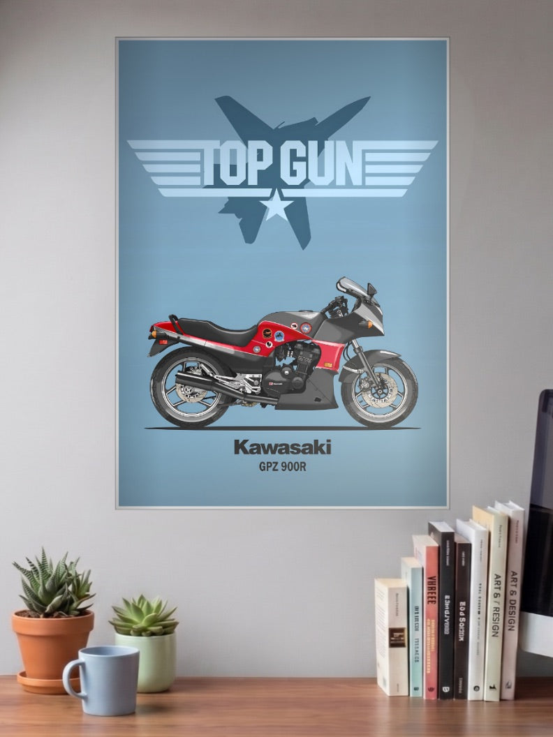 Green Machine Kawasaki Top Gun GPZ Bikes Poster