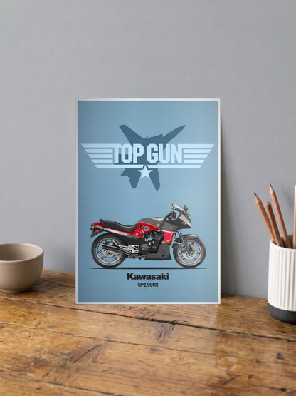 Green Machine Kawasaki Top Gun GPZ Bikes Poster