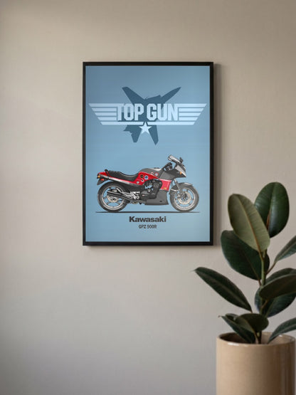 Green Machine Kawasaki Top Gun GPZ Bikes Poster