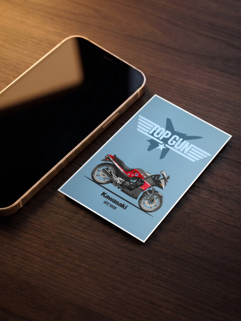 Green Machine Kawasaki Top Gun GPZ Bikes Poster