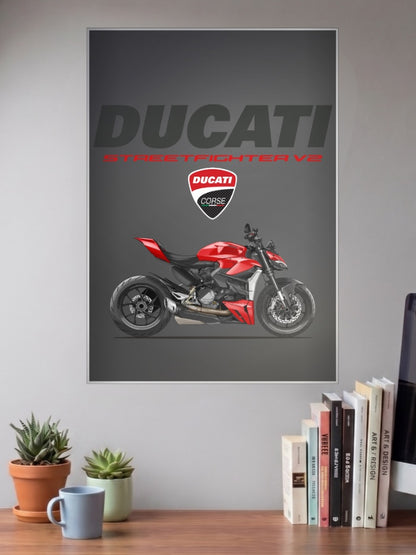 Bologna Beast Ducati Streetfighter V2 Bikes Poster