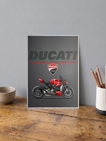 Bologna Beast Ducati Streetfighter V2 Bikes Poster