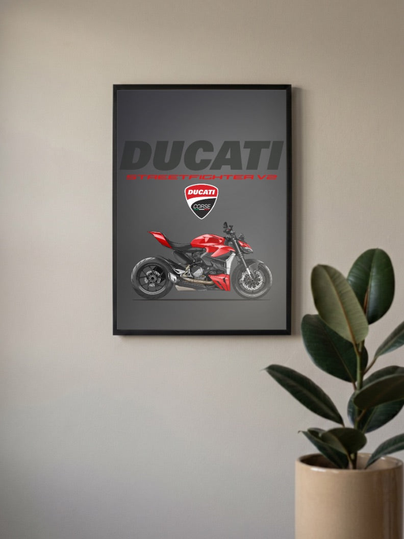 Bologna Beast Ducati Streetfighter V2 Bikes Poster