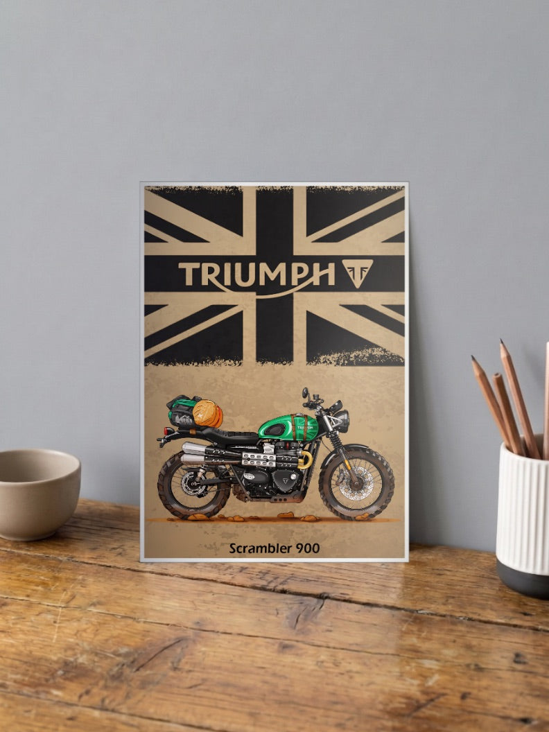 British Bulldog Triumph Scrambler 900 Bikes Poster