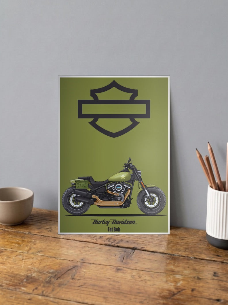 Chrome Nation Harley Davidson Fat Bob Bikes Poster