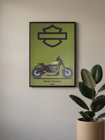 Chrome Nation Harley Davidson Fat Bob Bikes Poster
