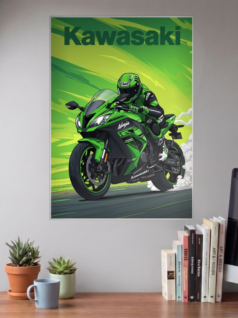 Team Green Kawasaki Ninja Bikes Poster