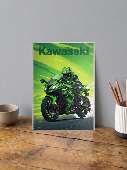 Team Green Kawasaki Ninja Bikes Poster