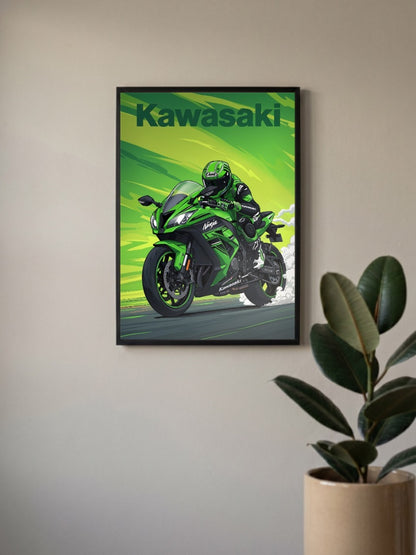 Team Green Kawasaki Ninja Bikes Poster