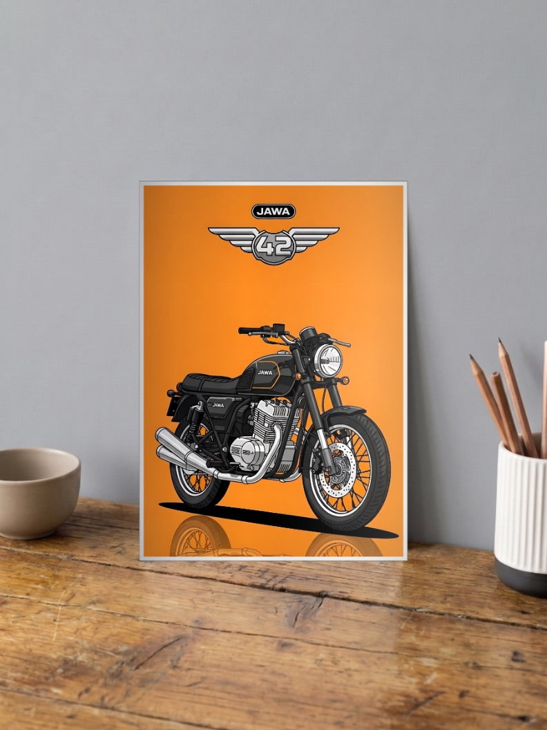 Retro Roar Jawa 42 Bikes Poster