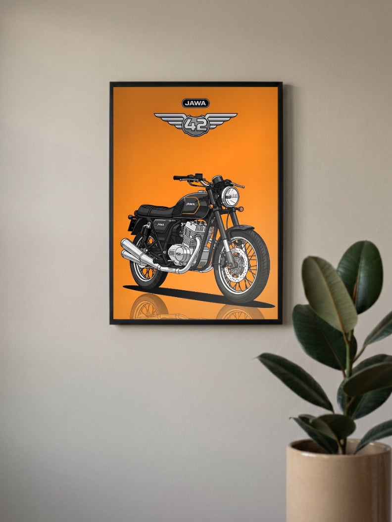 Retro Roar Jawa 42 Bikes Poster