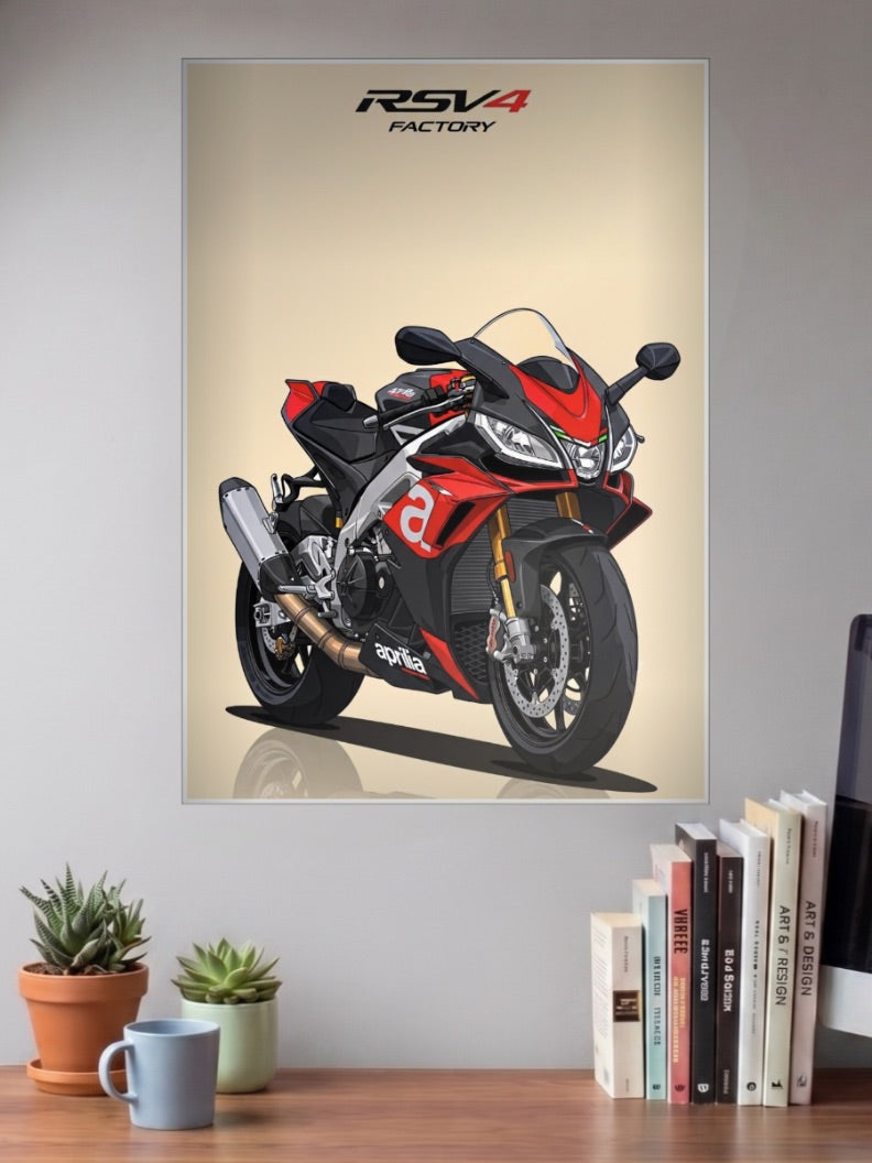 Big Red Rocket Honda RS V4 Factory Bikes Poster