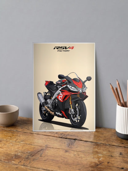 Big Red Rocket Honda RS V4 Factory Bikes Poster