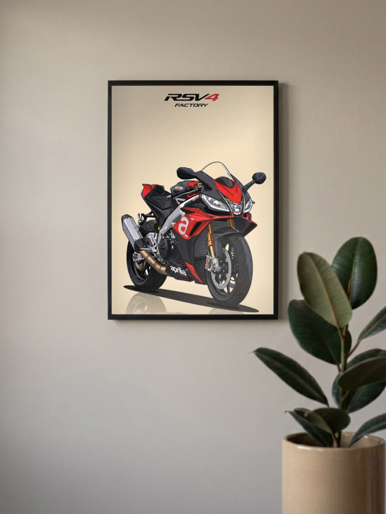 Big Red Rocket Honda RS V4 Factory Bikes Poster