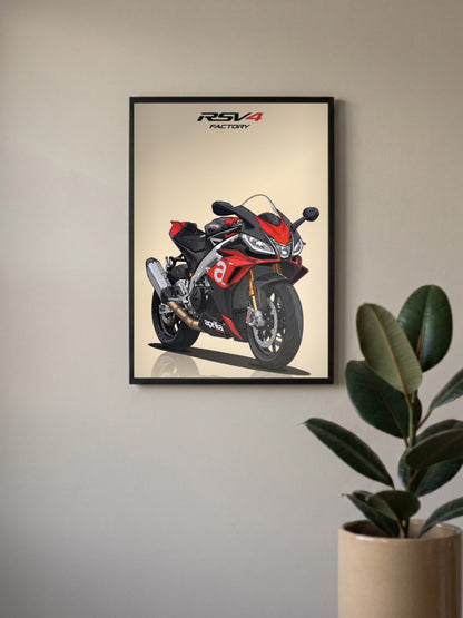 Big Red Rocket Honda RS V4 Factory Bikes Poster