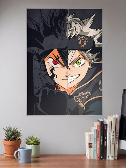 Asta Split Face Black Clover Anime Poster