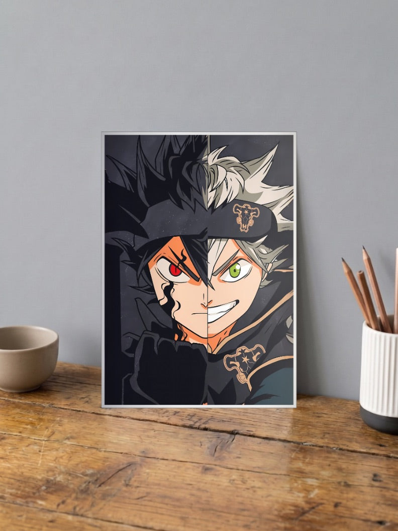 Asta Split Face Black Clover Anime Poster