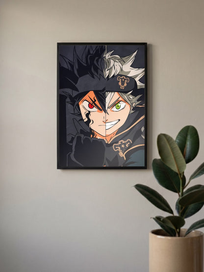 Asta Split Face Black Clover Anime Poster