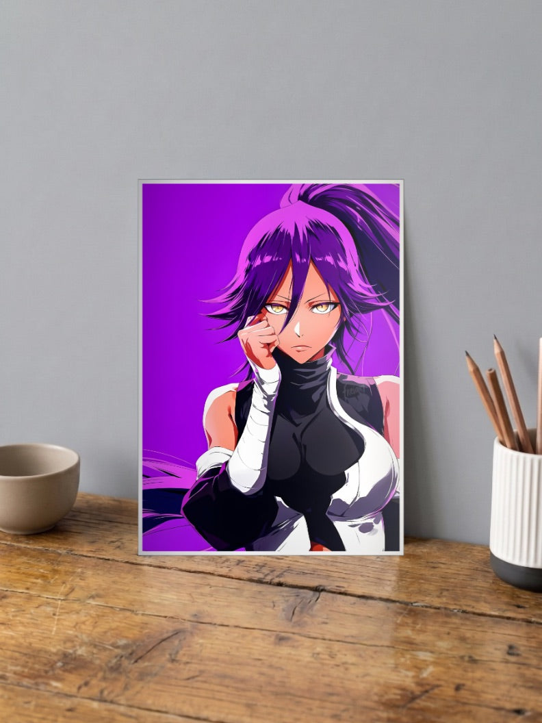 Yoruichi Purple Hair Anime Poster