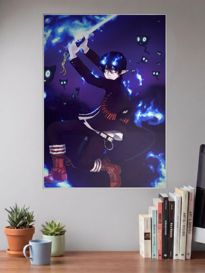Rin Okumura Blue Flames Anime Poster
