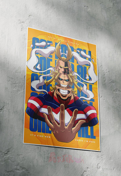 Unyielding Hero | All Might (Anime) | Iconic Poster