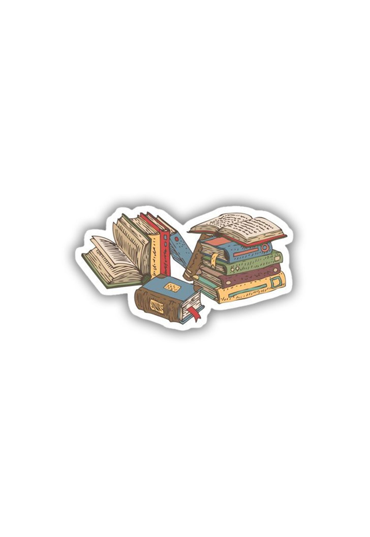 Stack of Old Books Sticker