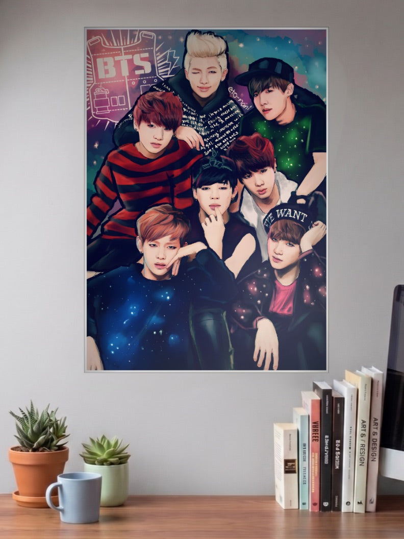 BTS Bulletproof Squad Anime Poster