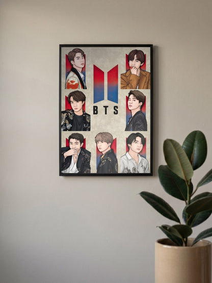 BTS Seven Members Anime Poster