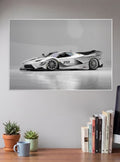 Silver GT Race Car Cars Poster