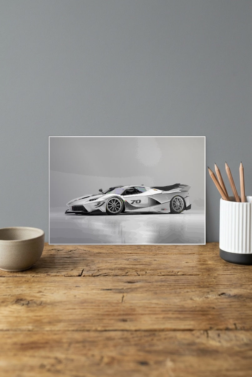 Silver GT Race Car Cars Poster