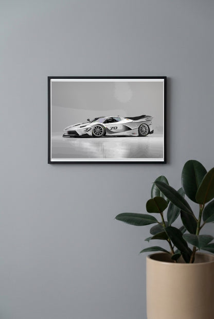 Silver GT Race Car Cars Poster