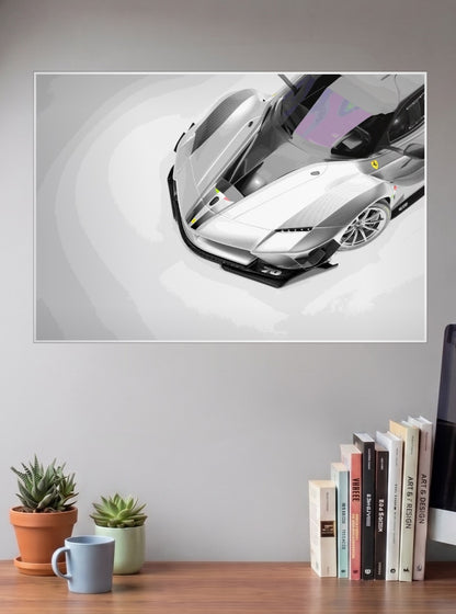 Ferrari Silver Cars Poster