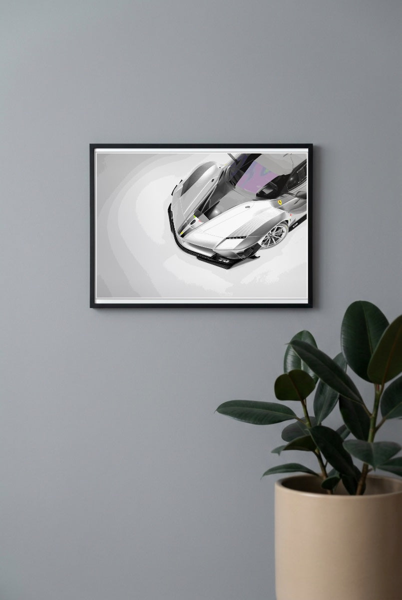 Ferrari Silver Cars Poster
