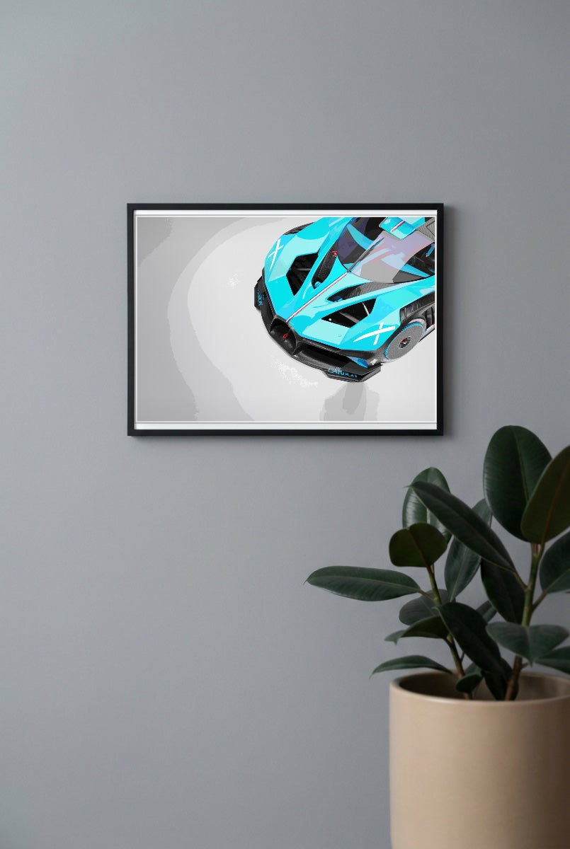 Blue Concept Supercar Cars Poster