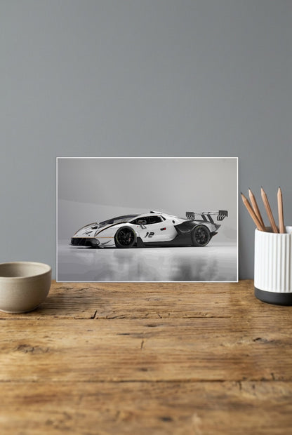 White GT Supercar Cars Poster