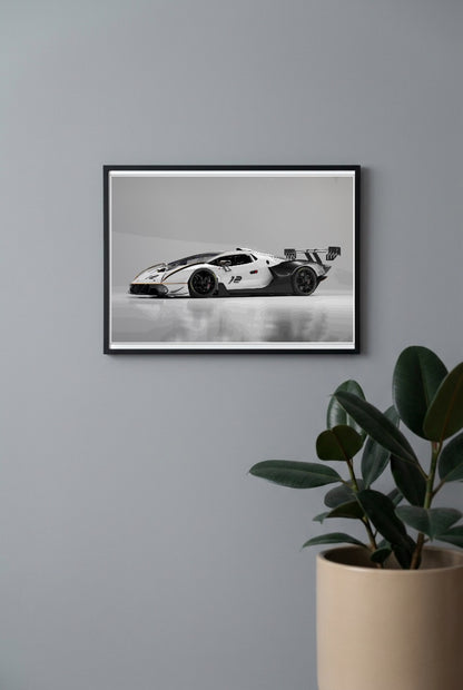 White GT Supercar Cars Poster