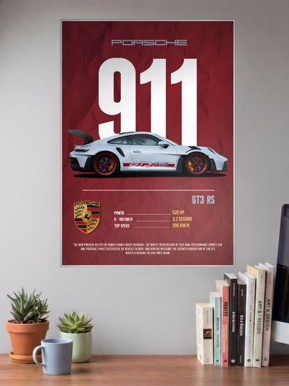 Porsche 911 Night Drive Cars Poster
